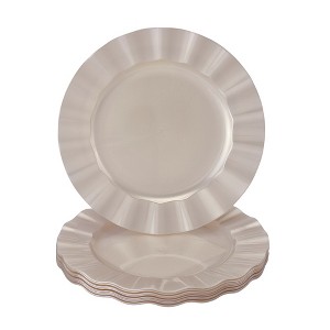 Silver Spoons Elegant Disposable Plastic Plates for Party, Heavy Duty Pearl Disposable Plate Set, (10 PC) - Veil - 1 of 2
