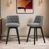 25" Swivel Bar Stools Set of 2-Modern Counter Height Stools with Linen Upholstery Button Tufted Back - Leovsnove - 2 of 4