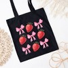 City Creek Prints Strawberry Coquette Bow Chart Canvas Tote Bag - 15x16 - Black - 2 of 2