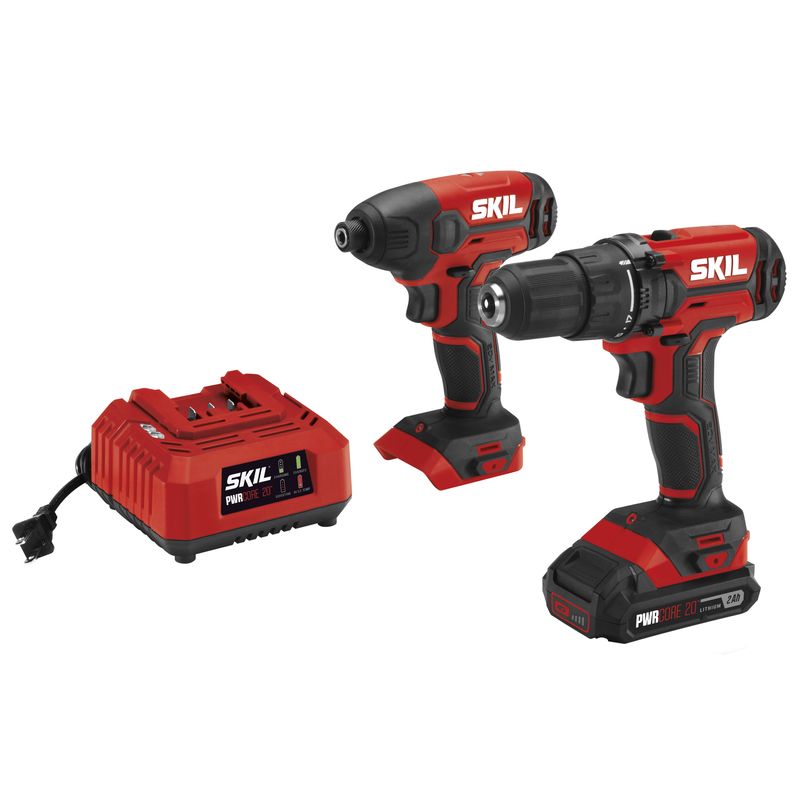SKIL PWR CORE 20 V Cordless Brushed 2 Tool Drill/Driver and Impact Driver Kit, 1 of 2