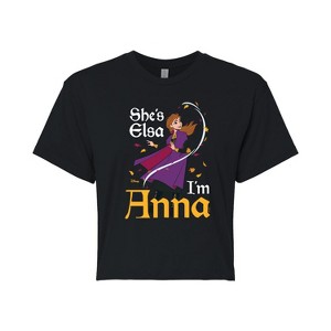 Women's - Frozen 2 - She's Elsa, I'm Anna Cropped Graphic T-Shirt - 1 of 4