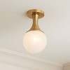 Possini Euro Design Jaime 7 3/4" Mid Century Modern Art Deco Semi Flush-Mount Ceiling Light Fixture Kitchen Foyer Globe Warm Brass Finish White Glass - 2 of 4