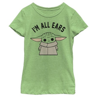 Girl s Star Wars The Mandalorian The Child I m All Ears T Shirt Green Apple X Small