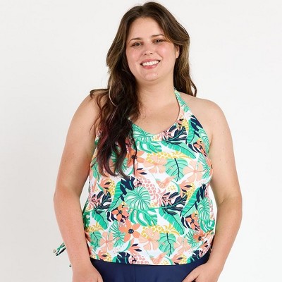 Calypsa Women's Plus Size Halter Maya Swim Top With Built In Bra