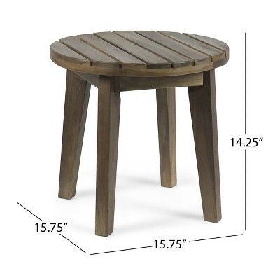 Gertrude 16" Gray Acacia Wood Outdoor Side Table
