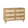 NicBex 6-Drawer Rattan Dresser,Chest of Drawers with Rattan Design,Wooden Dressers for Bedroom,Living Room,Natural Style,Oak/Black - 4 of 4