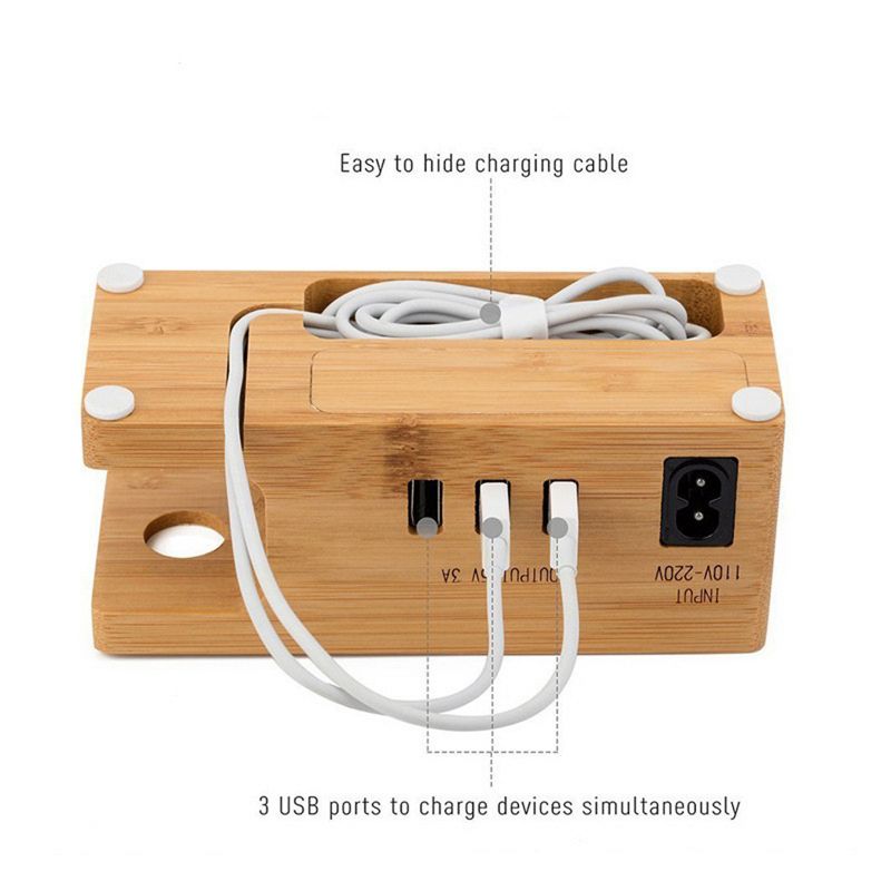 Trexonic 2 in 1 Bamboo Charging Station, 3 of 5