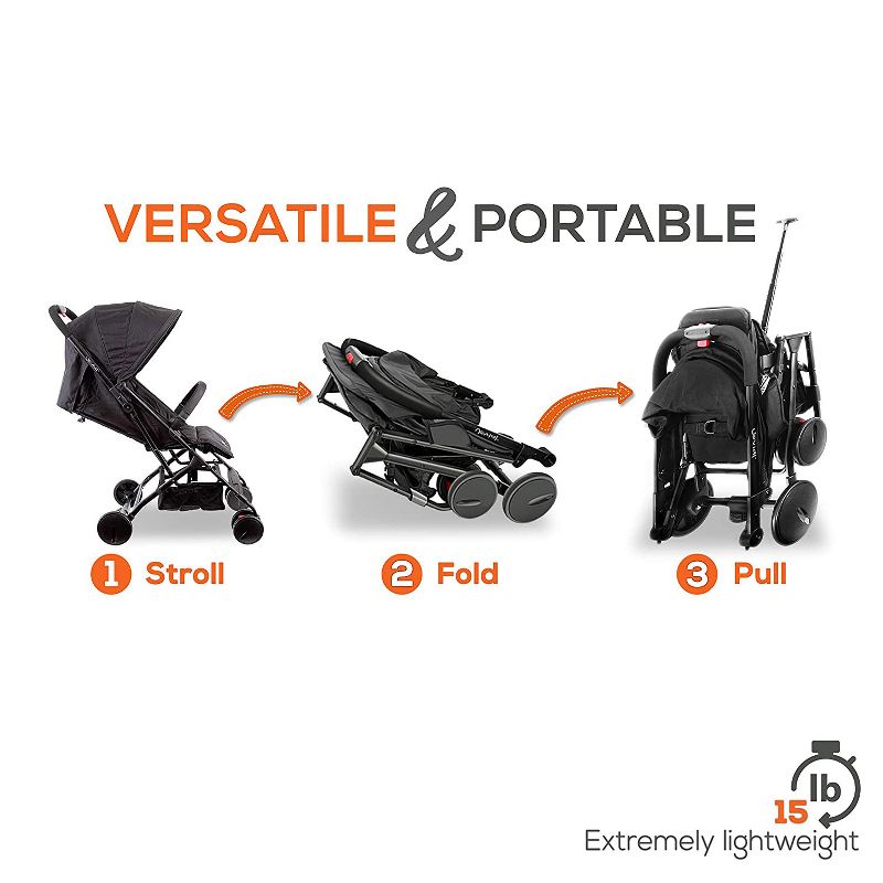 Jovial Portable Folding Lightweight Compact Baby Stroller with Bag for Airplane Travel for Babies, Infants, and Toddlers, Black (2 Pack), 4 of 7
