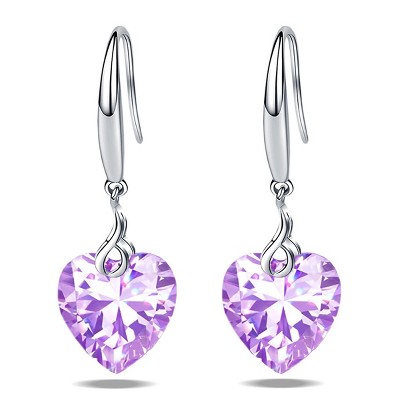 Paaaawaters 925 Sterling Silver Heart Cubic Zirconia Dangle Earring for Women