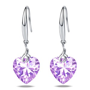 Paaaawaters 925 Sterling Silver Heart Cubic Zirconia Dangle Earring for Women - 1 of 4
