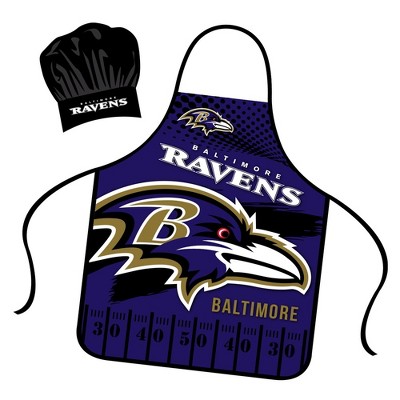 NFL Apron & Chef Hat Set, with Large Team Logo - Baltimore Ravens