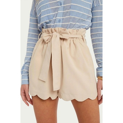 Women's HIGH-WAISTED SCALLOP TRIM SHORTS - BluIvy - image 1 of 2