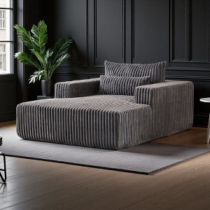 75" Corduroy Lounge Sofa Chair with High-Resilience Sponge & Pillow - 1 of 4