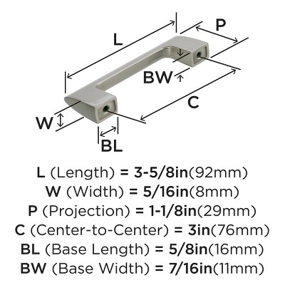 Satin Nickel Modern Rectangular Cabinet Drawer Pull