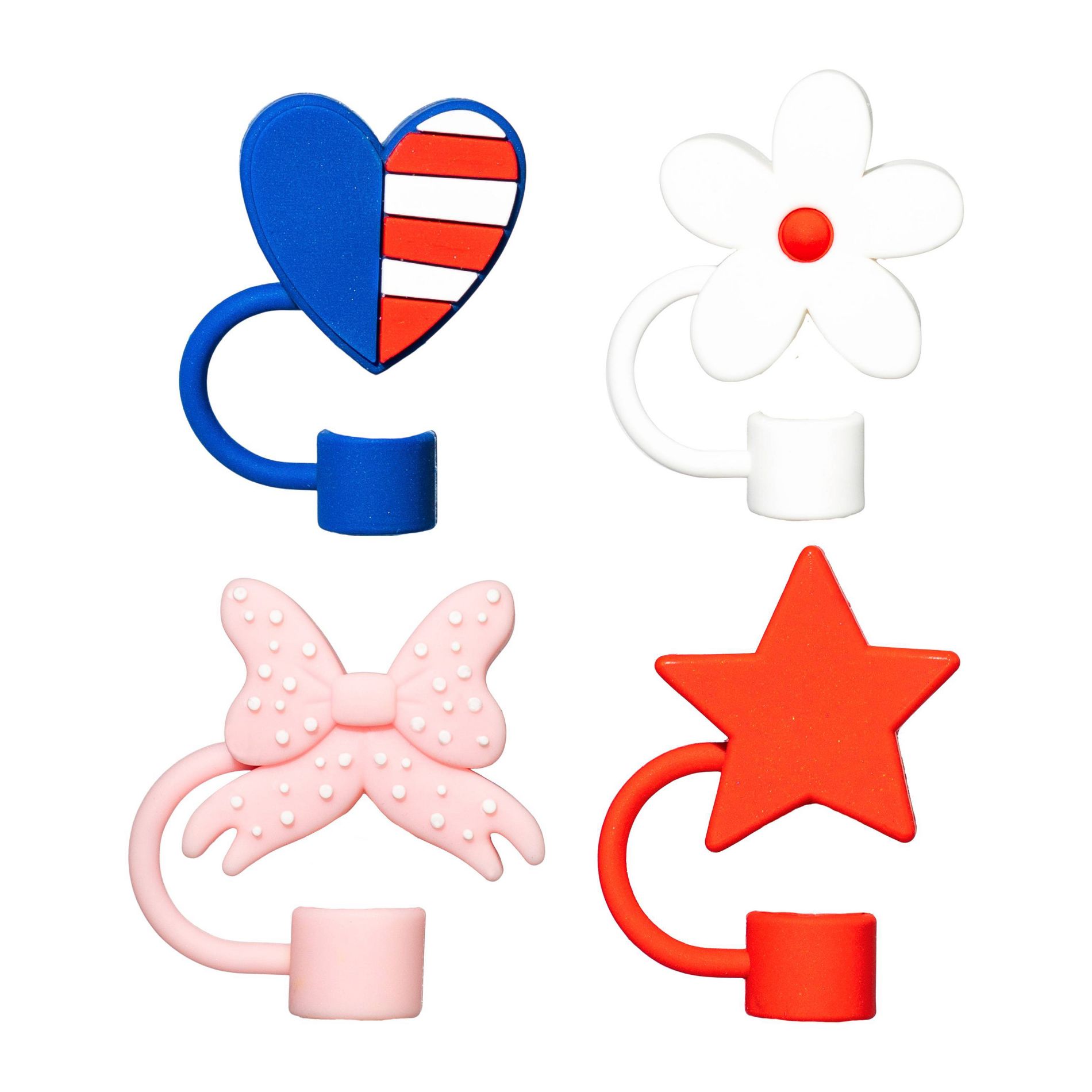CharCharms 4pk 4th of July Girly Straw Toppers