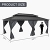12'x20' Hardtop Gazebo (Gray) ¨C All-Weather Double Metal Roof, Aluminum Frame with Net & Curtains for Patio, Deck & Backyard (1-Pack) - 2 of 4