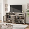 Farmhouse TV Stand for 80in, Modern Entertainment Center with Pattern Glass Doors, Wooden Media Console Cabinet Table for Living Room Bedroom - 3 of 4