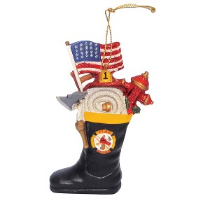 Collections Etc Hand-Painted Fireman's Boot Christmas Ornament - 1 of 2