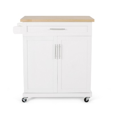 GDFStudio Negley Contemporary Multi-Functional Kitchen Cart with Wheels and Adjustable Shelves