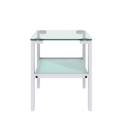 Dolonm Set of 2, Glass two layer tea table, small Square table, bedroom corner table, living room side table