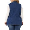 Agnes Orinda Women's Plus Size Fashion Sleeveless Elastic Waist Button Denim Vests - 4 of 4