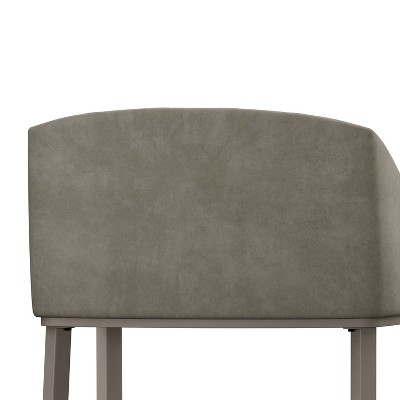 Mid-Century Modern Pewter Gray Faux Leather Counter Stools - Set of 2
