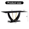 GDFStudio Breaden Modern 71"W Tempered Glass and Wood Dining Table with Crescent Base - 3 of 4