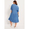 June + Vie by Roaman's Women's Plus Size Ruffled Denim Dress - 3 of 4
