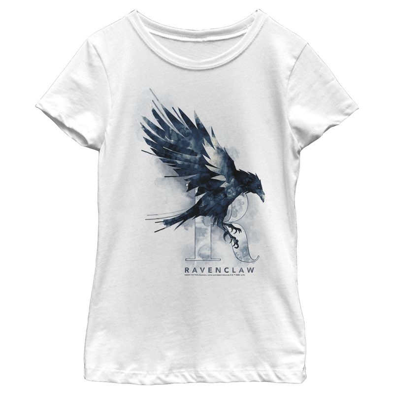 Girl's Harry Potter Ravenclaw Bird Watercolor T-Shirt, 1 of 5