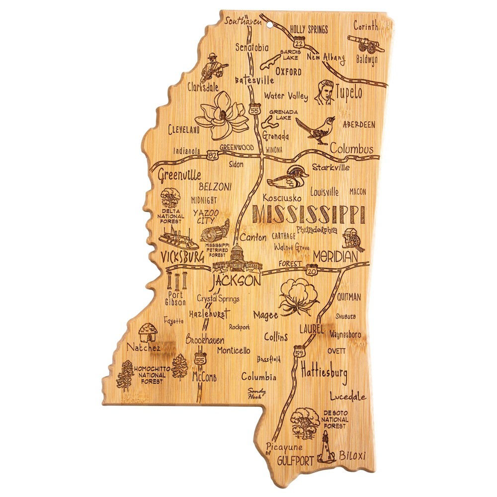 Totally Bamboo Destination Mississippi Serving and Cutting Board