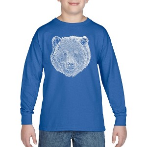 LA Pop Art Boy's Word Art Long Sleeve - Bear Face - 1 of 4
