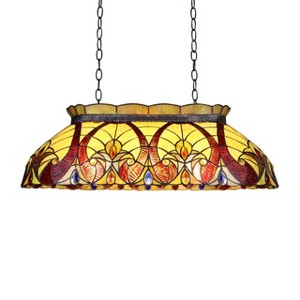 Chloe Lighting Adia Victorian Tiffany-Style Dark Bronze 3 Light Island Pendant 28" Wide - 1 of 4