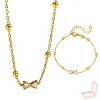 Women's Gold Titanium Steel Necklace and Bracelet Set - Simple & Elegant - 3 of 4