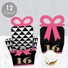 Big Dot of Happiness Chic 16th Birthday - Pink, Black and Gold - Square Favor Gift Boxes - Birthday Party Bow Boxes - Set of 12 - 3 of 4