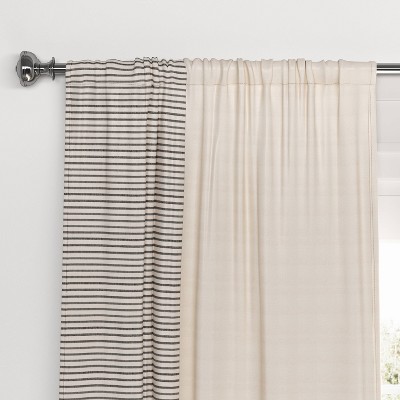 50&#34;x84&#34; Blackout Woven Stripe Border Window Curtain Panel Black - Threshold&#8482;