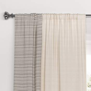 1pc 50"x84" Blackout Woven Stripe Border Window Curtain Panel Black - Threshold™