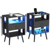 Dolonm 2 Pack Modern Nightstand with Charging Station, Bedside Tables with LED Light and Fabric Drawers,2-Layer Drawer - 2 of 4