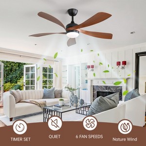 Sofucor 52 Inch Ceiling Fans with Lights and Remote 6-Speed 3 CCT 3-Timer Low Profile High CFM Ceiling Fan Noiseless for Living Room Bedroom Patio - 1 of 4