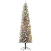 HOMCOM 9 ft Pre-Lit Pencil Christmas Tree, Artificial Flocked Xmas Tree with 310 Dual Color LED Lights, 895 Tips and Metal Stand, Green - 4 of 4