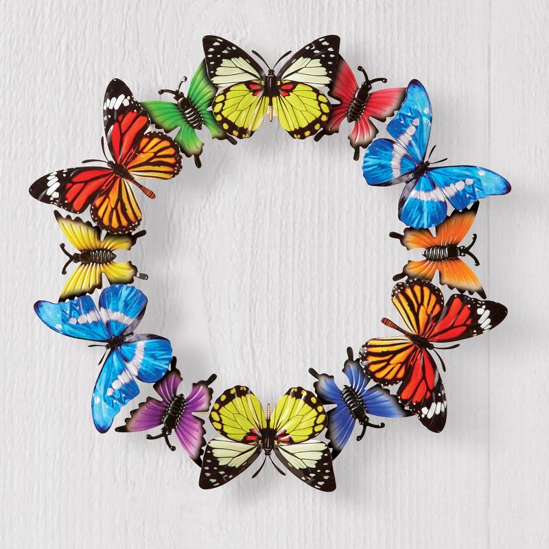 Collections Etc Colorful Rainbow Butterfly Metal 3D Hanging Wreath, 2 of 3
