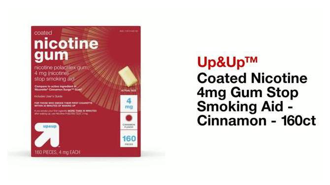Coated Nicotine 4mg Gum Stop Smoking Aid - Cinnamon - up & up™, 2 of 9, play video