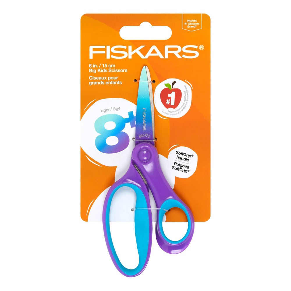 Photos - Accessory Fiskars Pointed-Tip Softgrip School Supplies Big Kids Scissors for Kids 8 