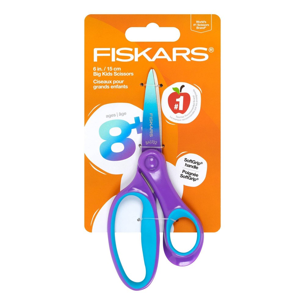 Photos - Desk Organiser Fiskars Pointed-Tip Softgrip School Supplies Big Kids Scissors for Kids 8 to 11 - 6" Scissors - Purple Ombre 