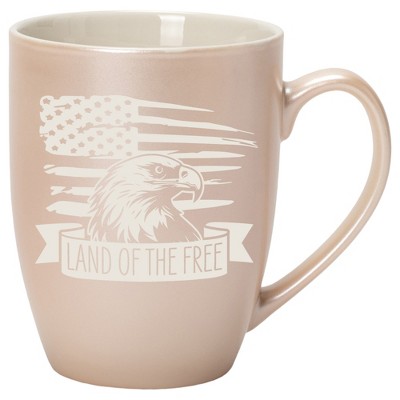100 North United States of America 10 Ounce White and Precious Pearl Metallic Finish, Comfortably Fits Your Hands, New Bone China Coffee Tea Cup Mug,
