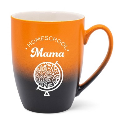 Elanze Designs Homeschool Mama Two Toned Ombre Matte Orange and Black 12 ounce Ceramic Stoneware Coffee Cup Mug