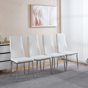 Set of 4 Modern High Back Dining Chairs with Metal Legs and PU Seats,Armless Design for Kitchen or Dining Room-The Pop Home - 1 of 4