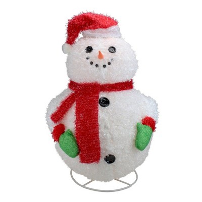 Penn 24" Pre-Lit Red and White 3-D Jolly Winter Snowman Collapsible Outdoor Christmas Decor