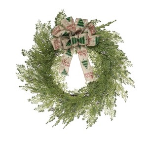 Transpac Artificial 28 in. Green Christmas Merry Artificial Wreath - 1 of 2