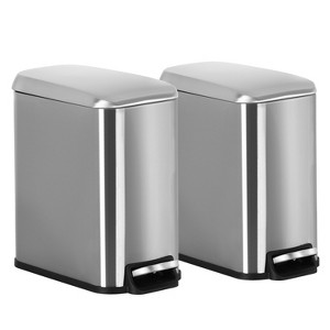 FDW 1.3Gal/5L Bathroom Trash Can Stainless Steel with Soft-Close Lid - 1 of 4