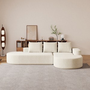 108.5'' L-Shaped Modular Chenille Sectional Sofa with Curved Design, 3-Piece Pillow Set, Free Combination Seating for Living Room or Bedroom - 1 of 4